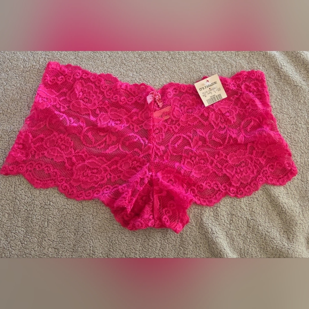 New Women's large pink lace panties. Never worn. Size tag saids 1x large